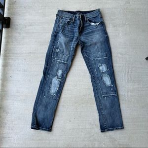 Mens Lucky Brand straight leg patchwork Jean